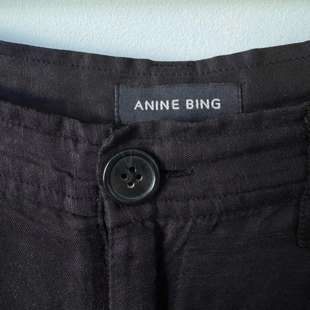 Anine Bing Carrie Pants in Black Linen - Size 8 (30” waist)